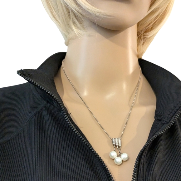 925 Silver and cultured pearl necklace - Picture 5 of 16